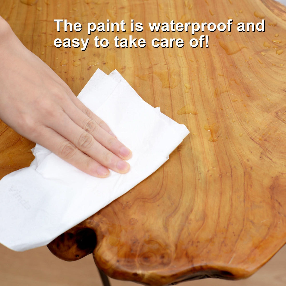 Handmade Natural Edge Solid Wood Side Table by Blak Hom, natural wood grain, waterproof finish shown.