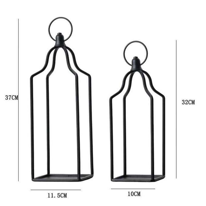 Black metal line candle holder set of 2, modern home decor accent.