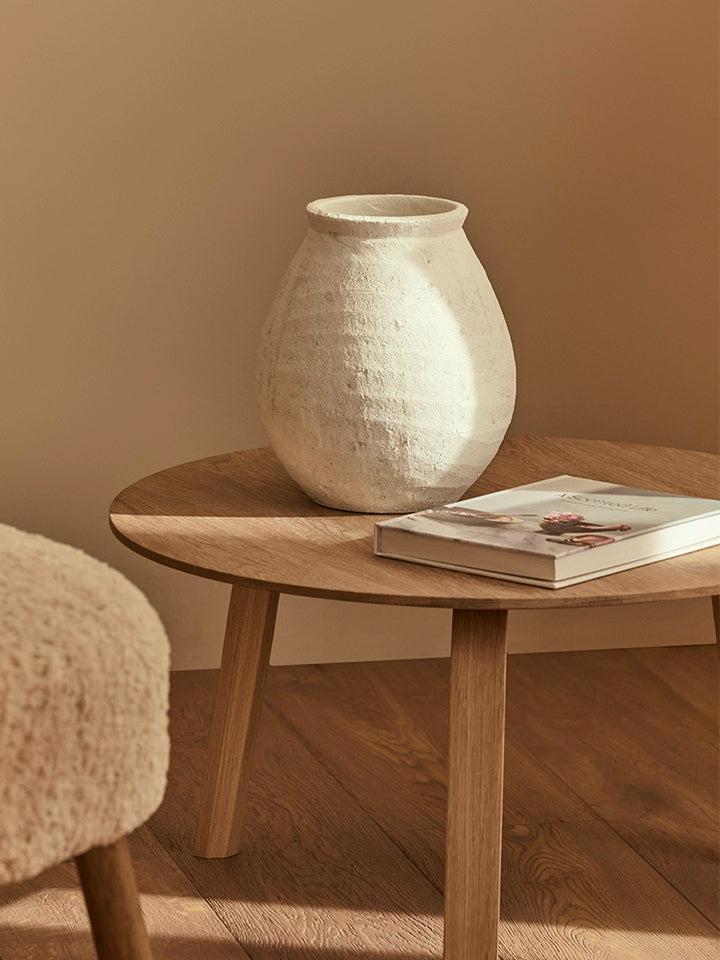 Rustic white ceramic vase from the Set of Two White Ceramic Vases Home Decor collection.