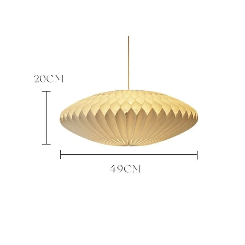 Geometric origami paper lampshade, beige, honeycomb design, 49cm wide.