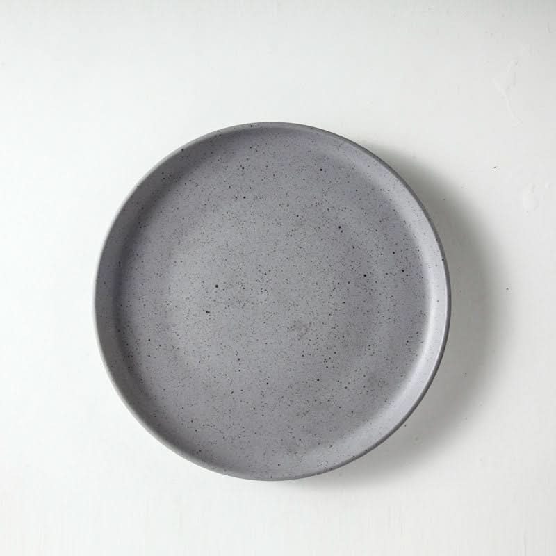 Speckled grey ceramic Nordic plate, all-season tableware.