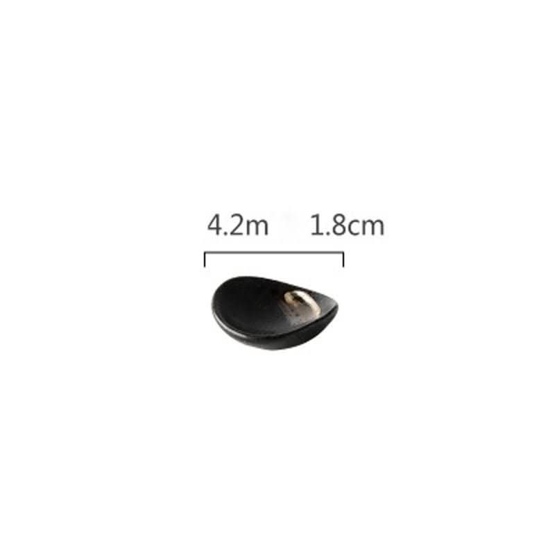 Glazed black ceramic bowl, 4.3" x 2.4", with spoon, Japanese rustic, Nordic style.