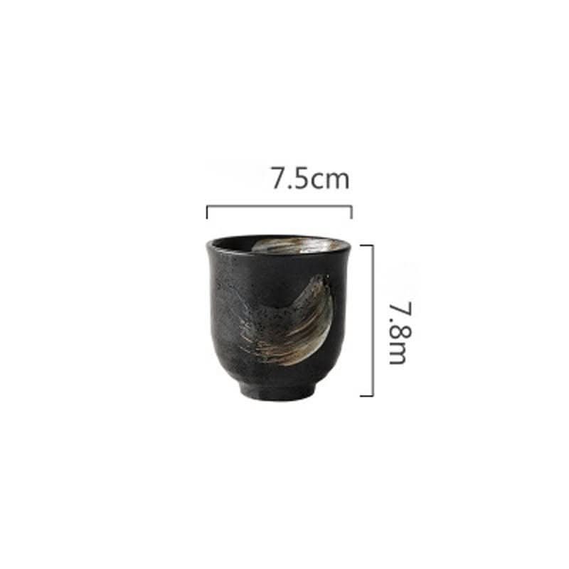 Black ceramic bowl, Japanese rustic, 4.3" x 2.4", with free spoon and traditional glazed finish.