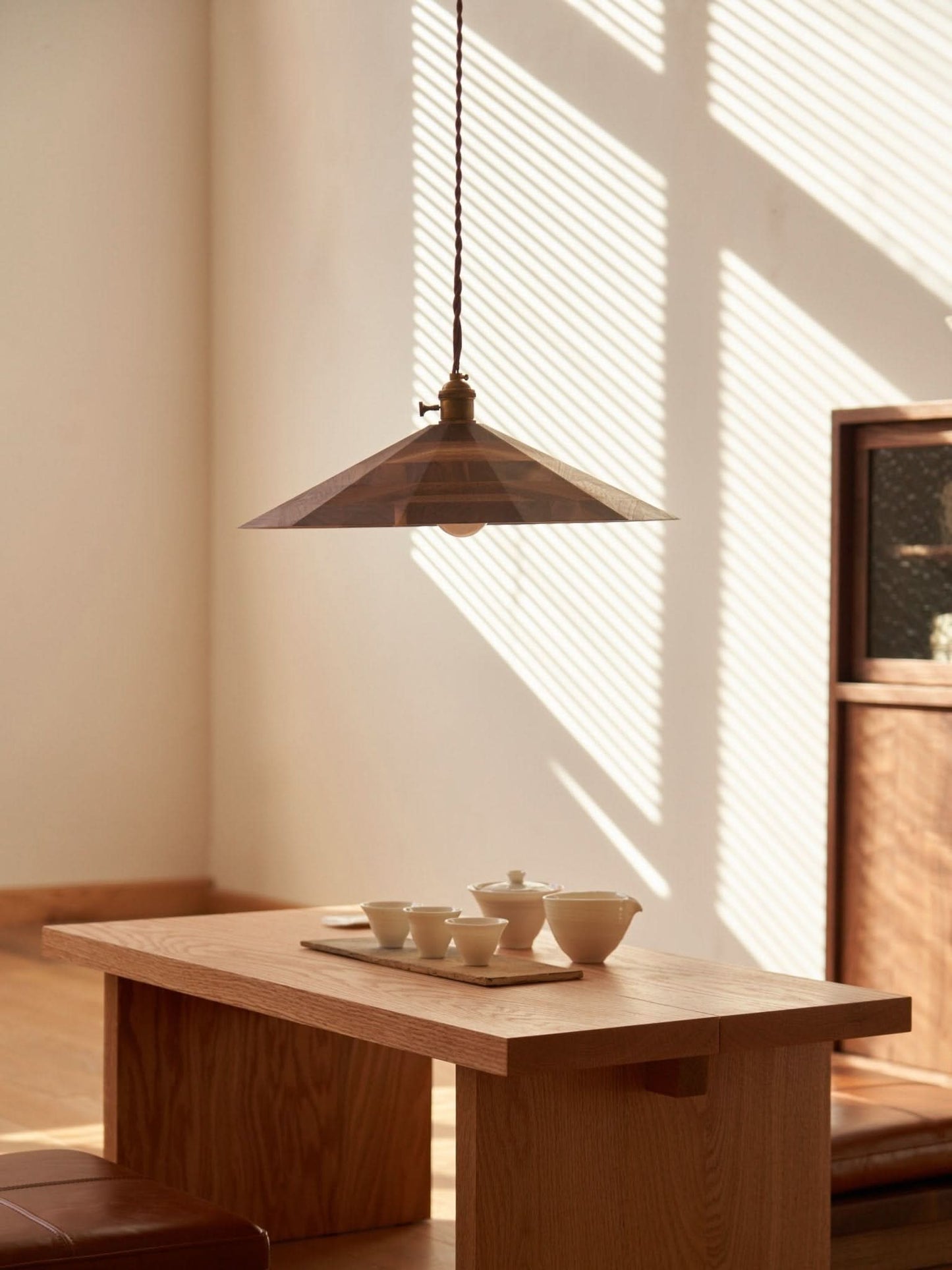 Cone Cherry Wood Ceiling Light - -