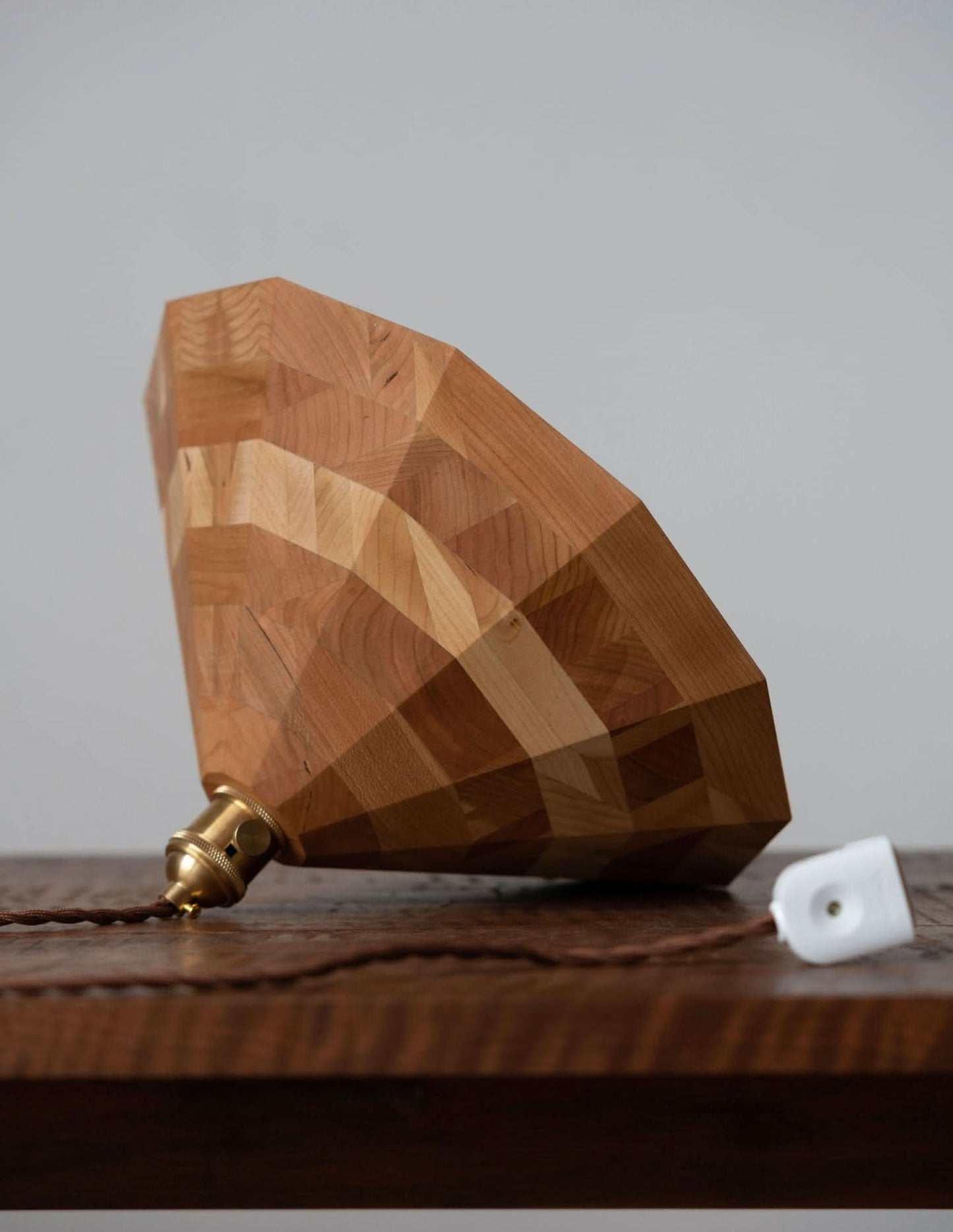 Cone Cherry Wood Ceiling Light - -