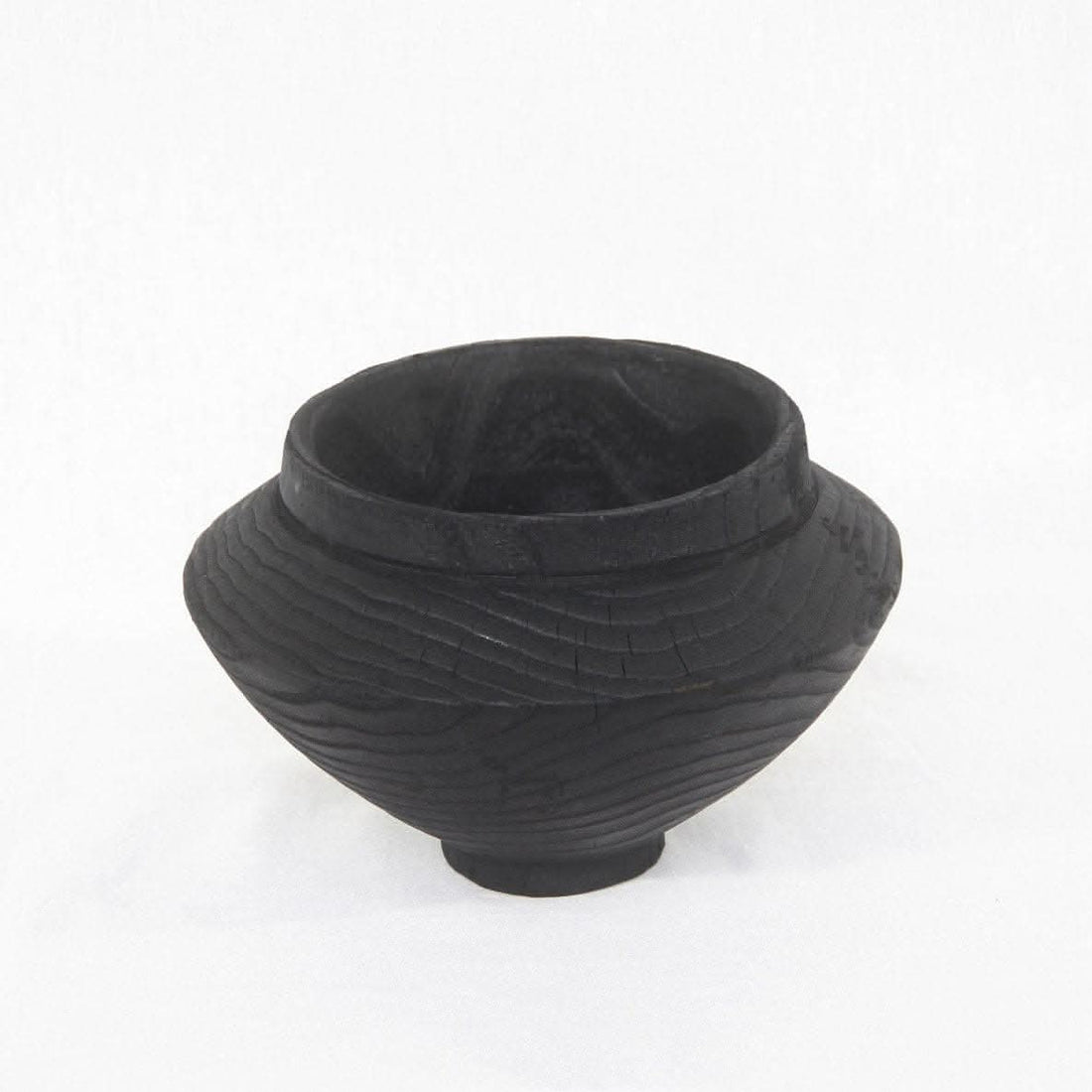 Dark Wood Handmade Black Bowl, textured home decor item.