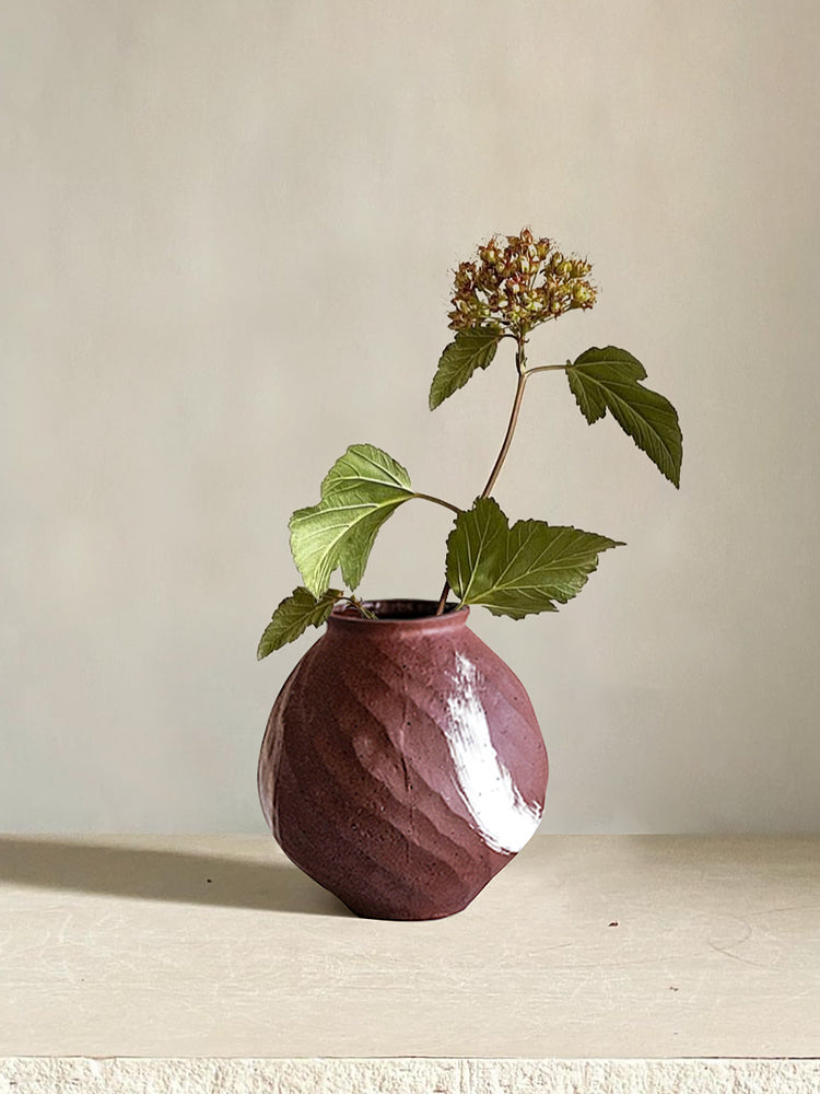 Small handmade ceramic vase  Urchin Brown - Home Barn Vintage