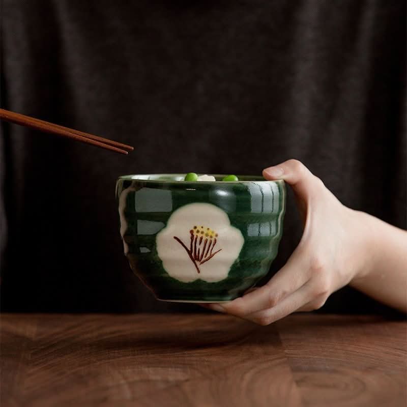 Gift Mino Yaki Hand-painted Japanese Set of 2 Bowls - -