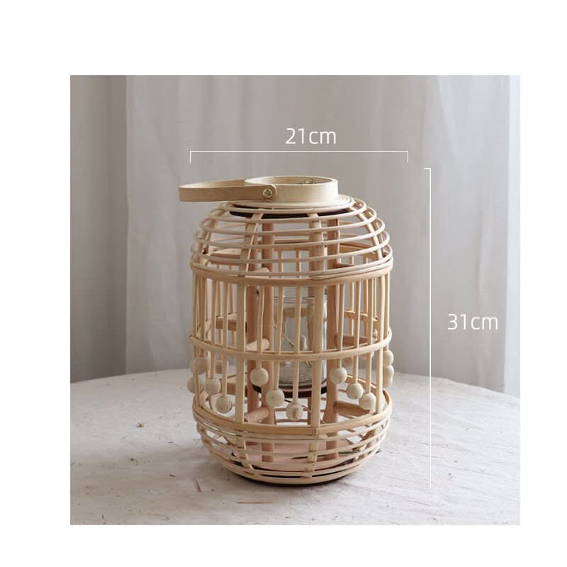Bamboo Hand Woven Candle Holder: Natural, organic home decor accent with intricate woven design.