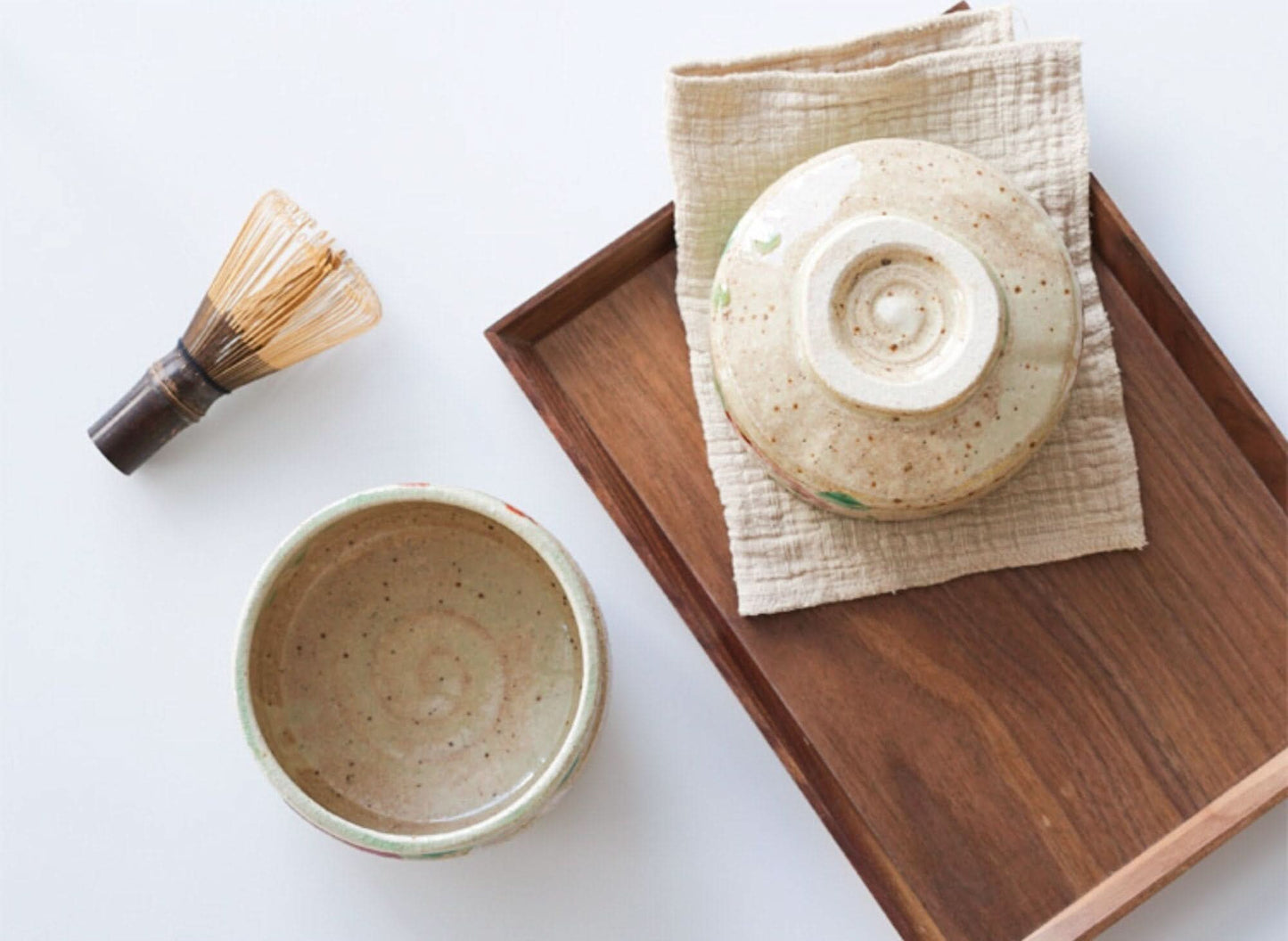 Japanese handmade stoneware matcha bowl 7.4oz + Free Whisk | Japanese Style Household Set, Tea Cups, Stoneware Hand Cups - -