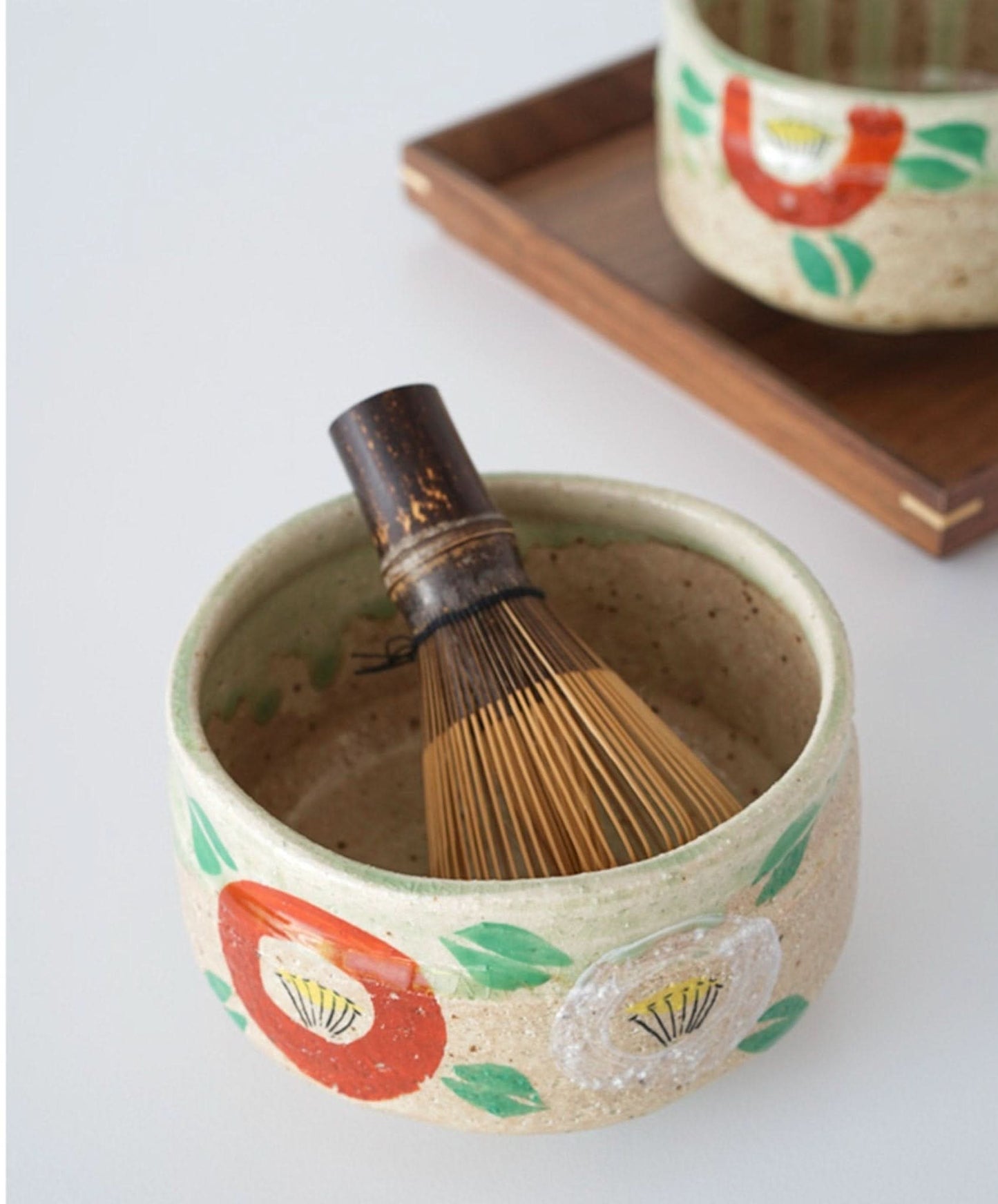 Japanese handmade stoneware matcha bowl 7.4oz + Free Whisk | Japanese Style Household Set, Tea Cups, Stoneware Hand Cups - -
