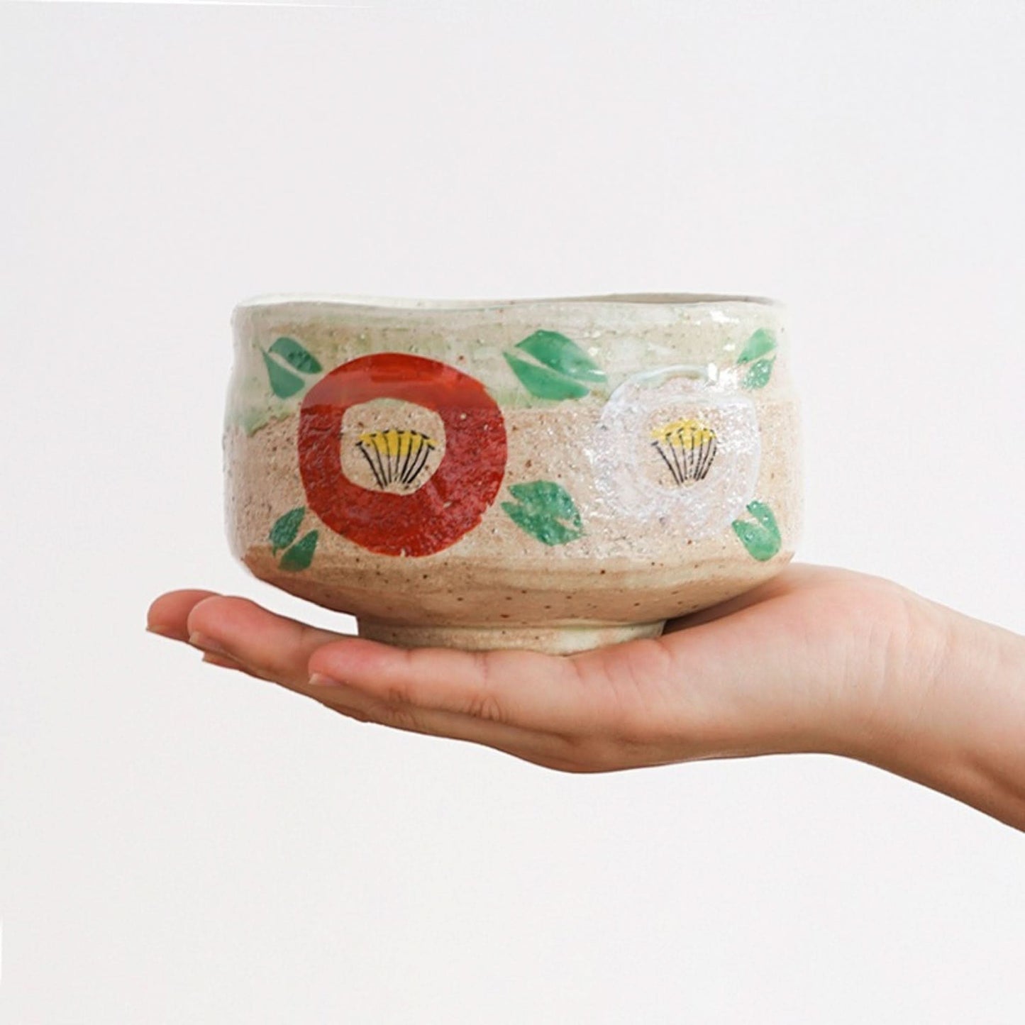 Japanese handmade stoneware matcha bowl 7.4oz + Free Whisk | Japanese Style Household Set, Tea Cups, Stoneware Hand Cups - -