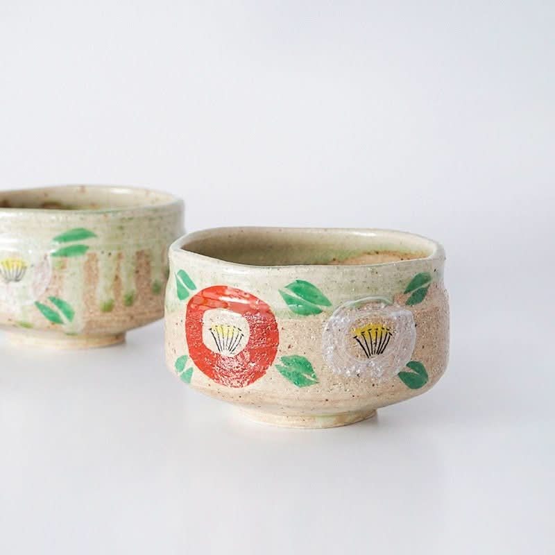 Japanese handmade stoneware matcha bowl 7.4oz + Free Whisk | Japanese Style Household Set, Tea Cups, Stoneware Hand Cups - -