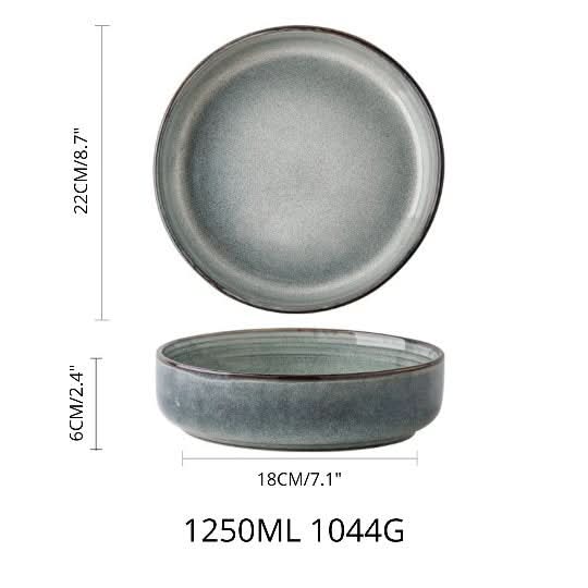 Japanese-Style Shallow Plate | Ceramic Dishes, Salad Bowl - -