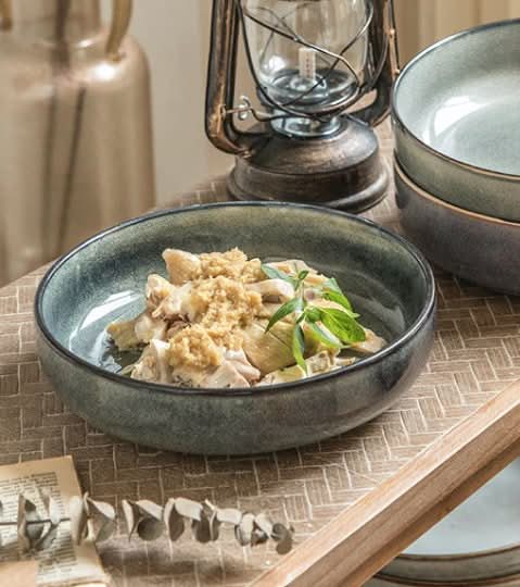 Japanese-Style Shallow Plate | Ceramic Dishes, Salad Bowl - -