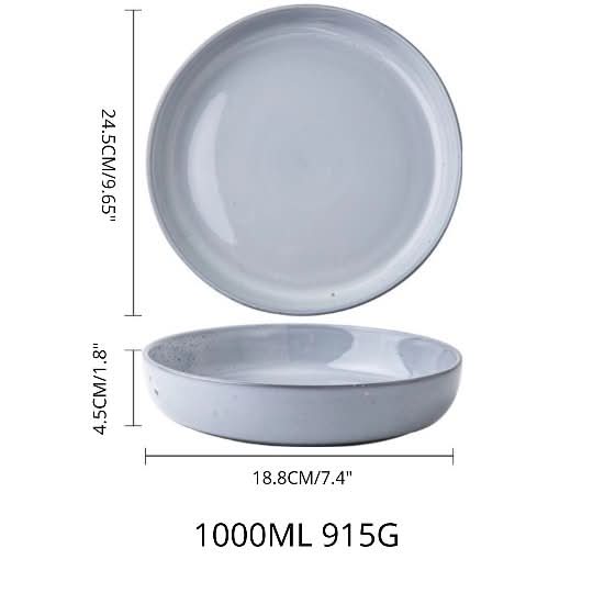 Japanese-Style Shallow Plate | Ceramic Dishes, Salad Bowl - -