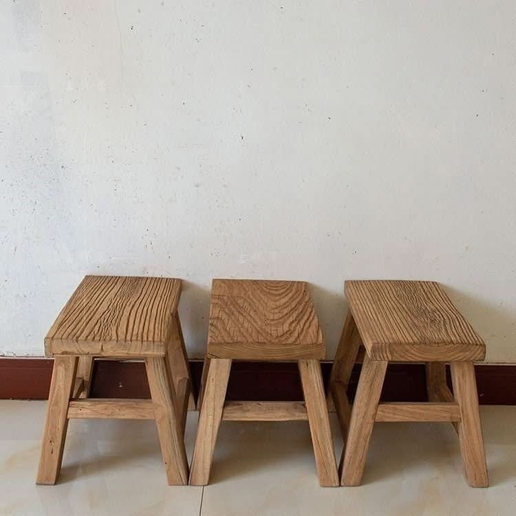 Old Wood Rustic Stool - -