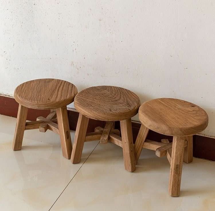 Old Wood Rustic Stool - -