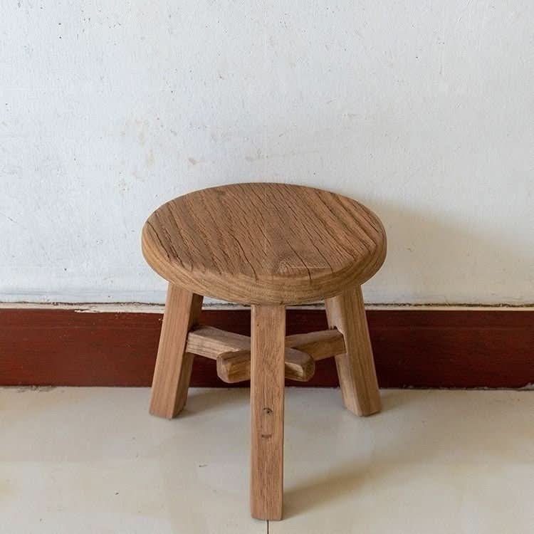Old Wood Rustic Stool - -