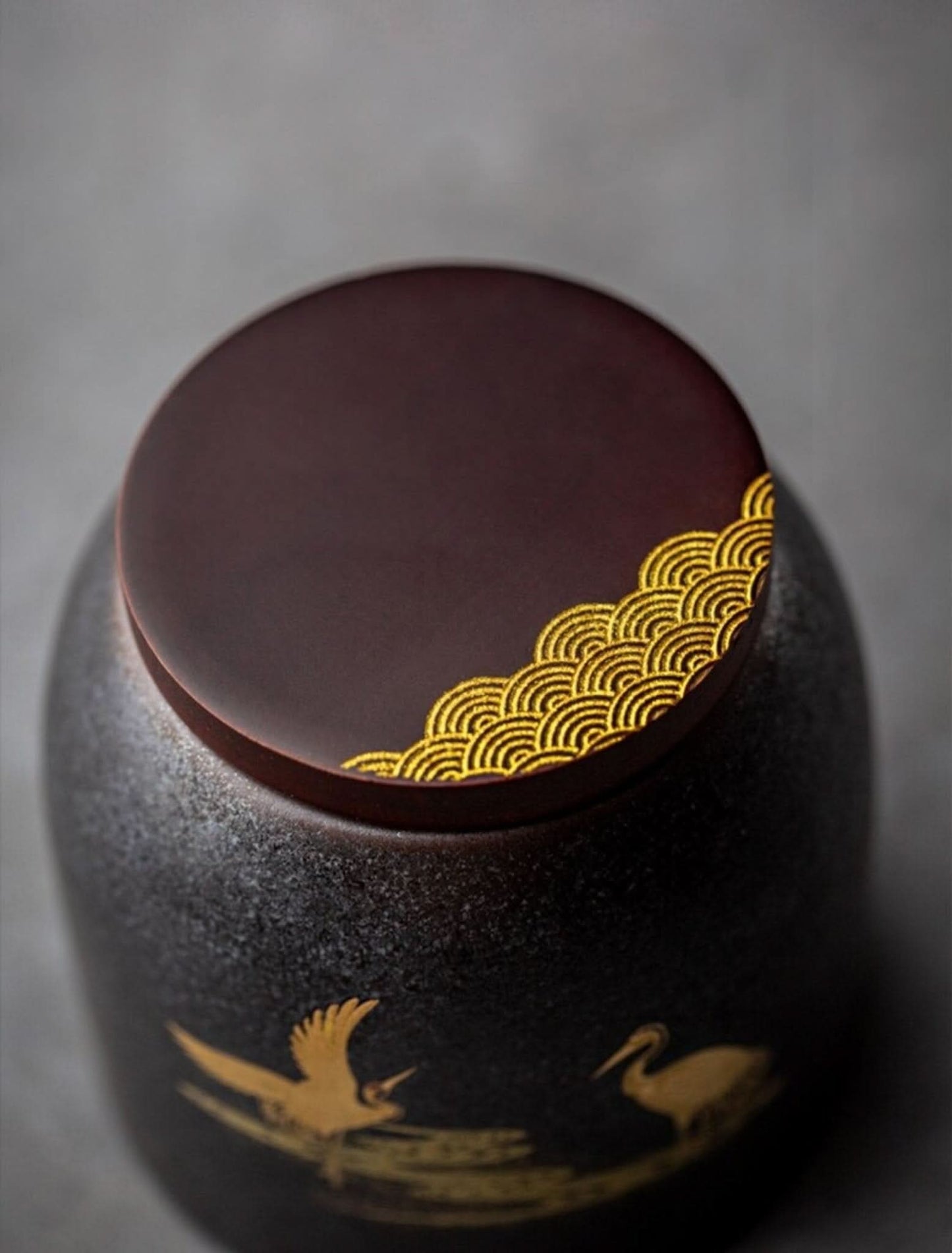 Retro Black Ceramic Tea Canister - -
