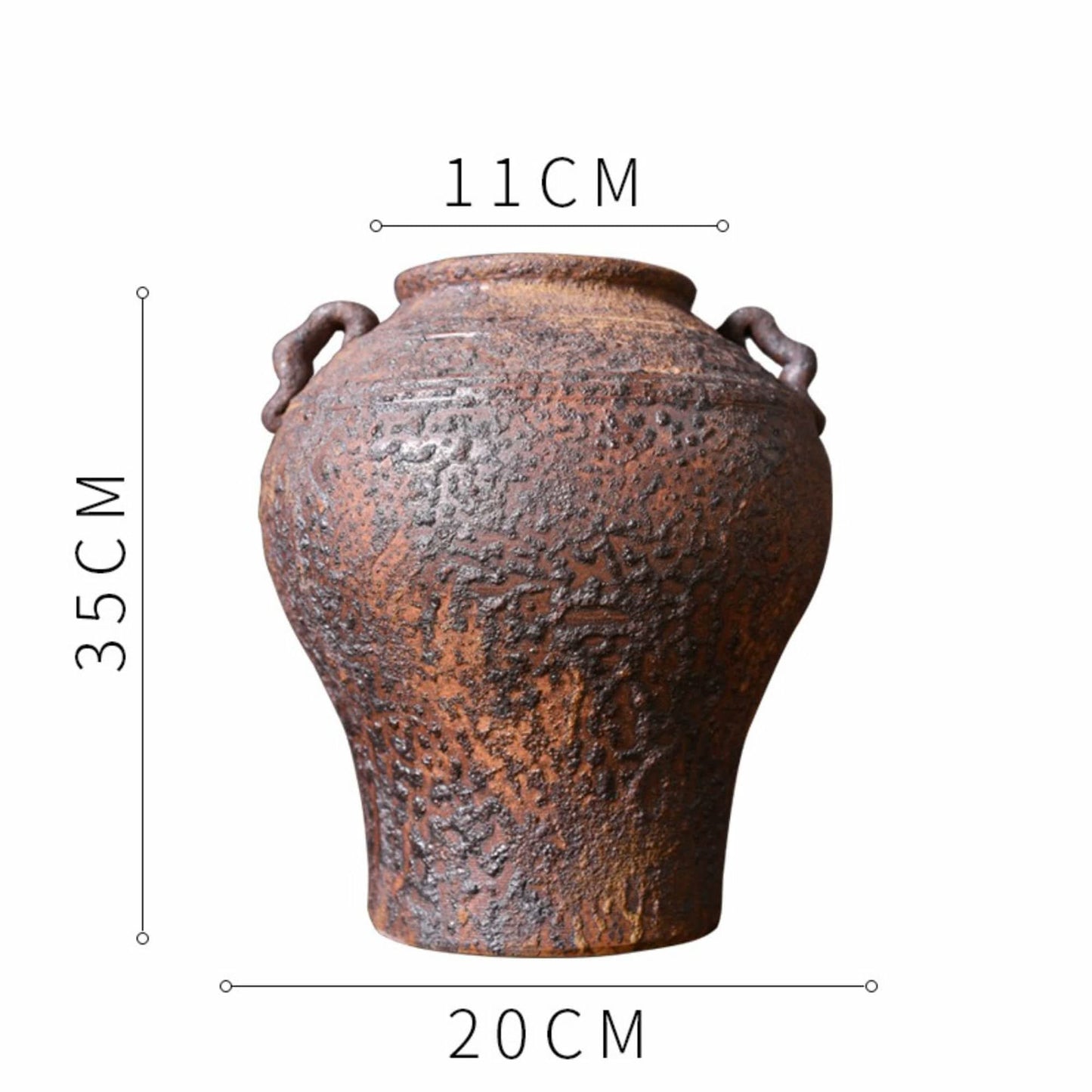 Rough Pottery Distressed Vases With Dark Tones And Ears | Textured, Stoneware, Rustic, Farmhouse, Boho, Ethnic - -