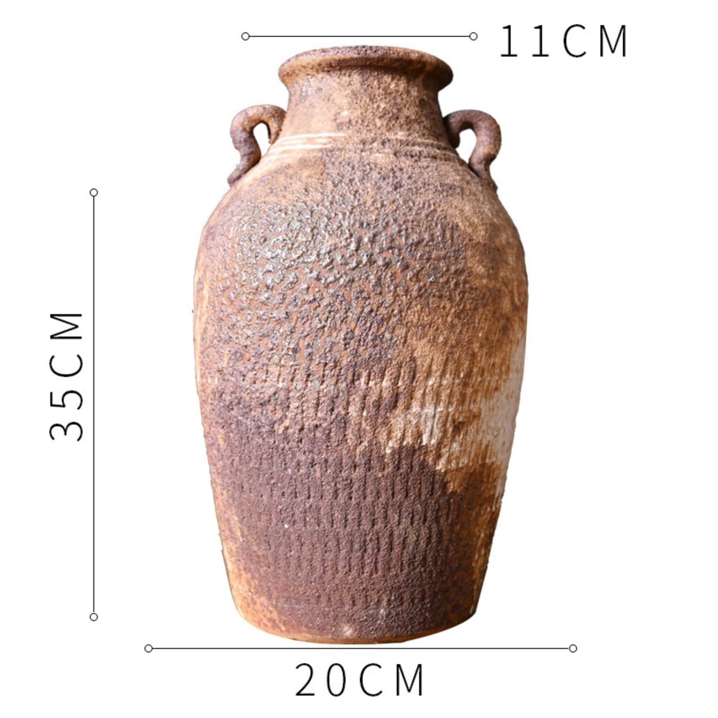 Rough Pottery Distressed Vases With Dark Tones And Ears | Textured, Stoneware, Rustic, Farmhouse, Boho, Ethnic - -