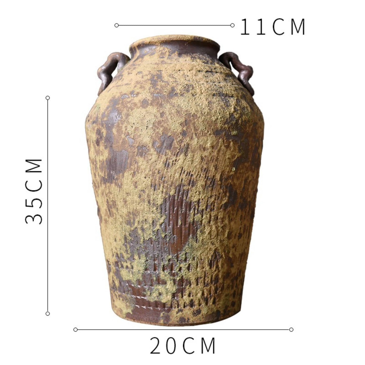 Rough Pottery Distressed Vases With Dark Tones And Ears | Textured, Stoneware, Rustic, Farmhouse, Boho, Ethnic - -