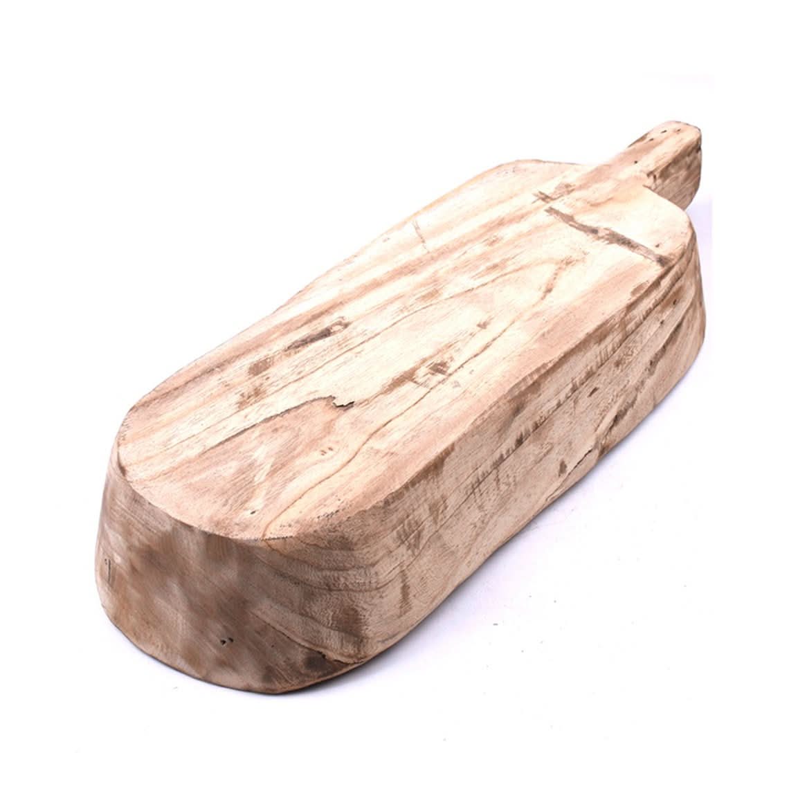 Rustic Paulownia Wood, Bread Bowl With Handle | Carved Bowl, Kitchen, Farmhouse, Rustic - -