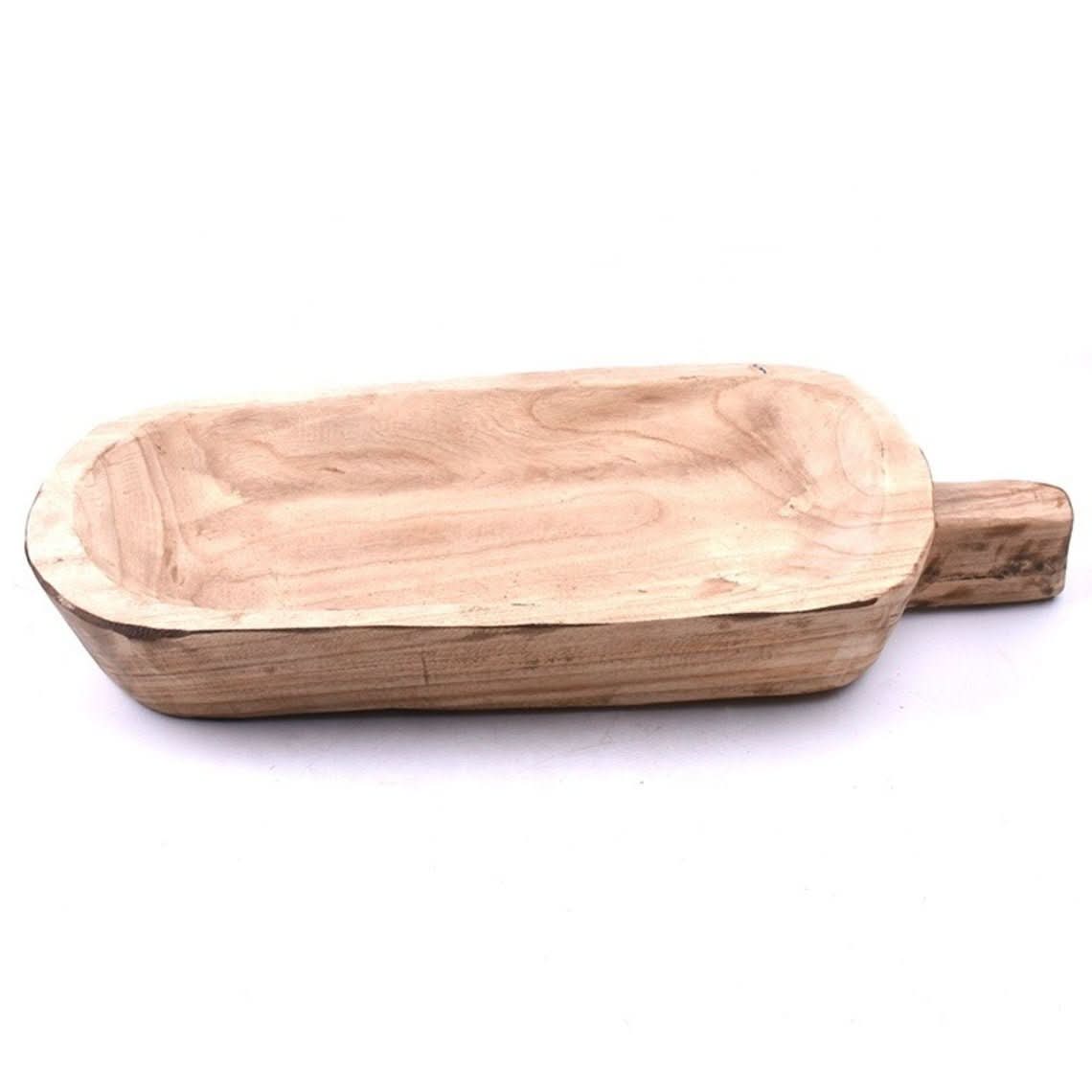 Rustic Paulownia Wood, Bread Bowl With Handle | Carved Bowl, Kitchen, Farmhouse, Rustic - -