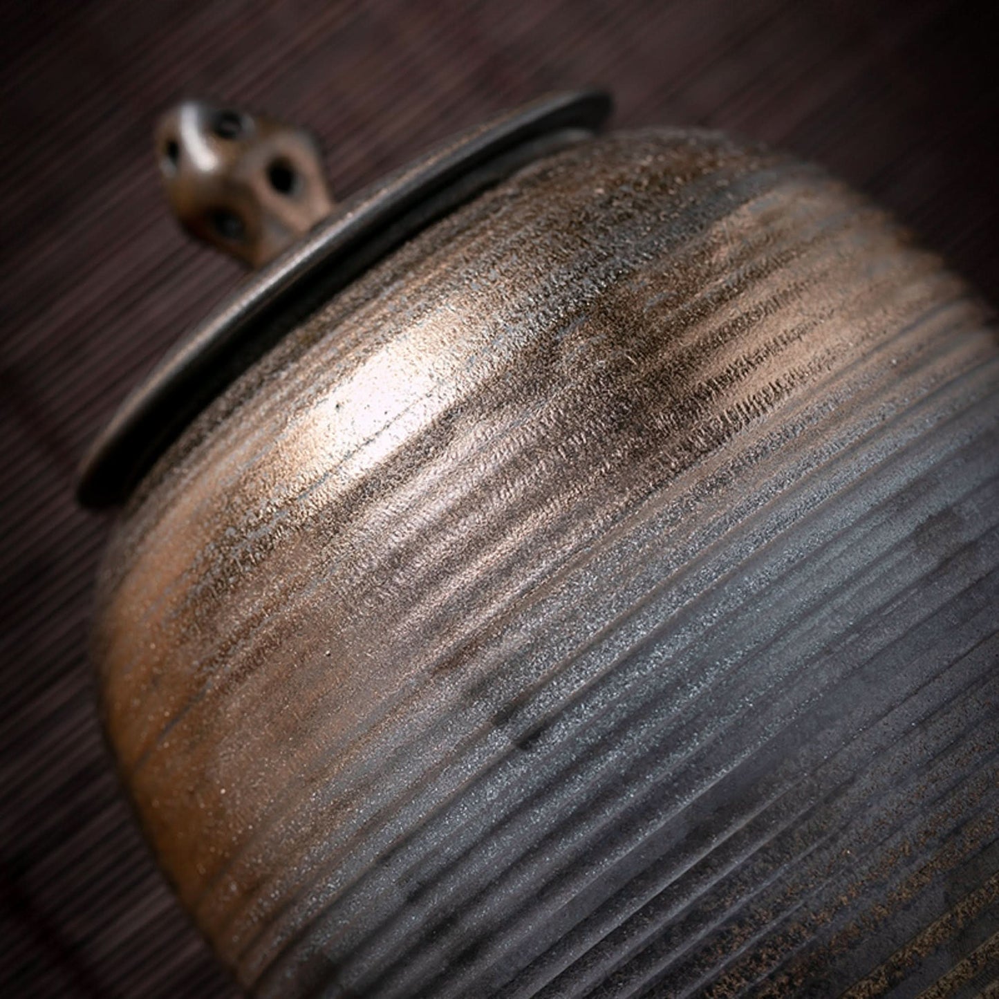 Rustic Round Ceramic Tea Can With Lid | Japanese Tea Can, Tea, Coffee, Sugar, Flour, Spices, Herbs, Candy Jar - -