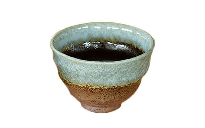 Light blue and brown textured ceramic ramen bowl, 14.54oz, home decor.