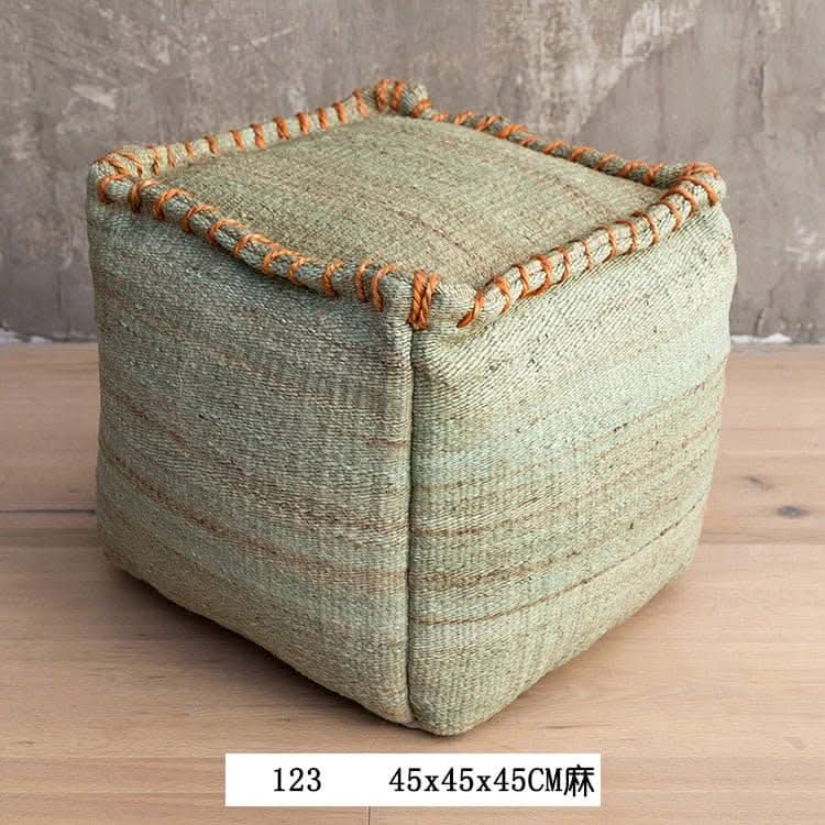 Wabi-sabi Jute Ottoman Footstool 123 45x45x45CM hemp - -