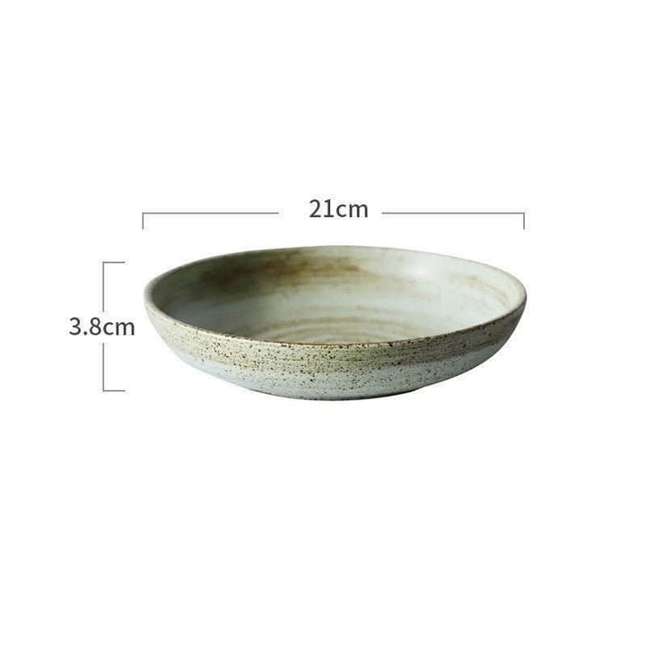Rustic dinnerware bowl, white and brown spiral glaze, ceramic, 21cm diameter.