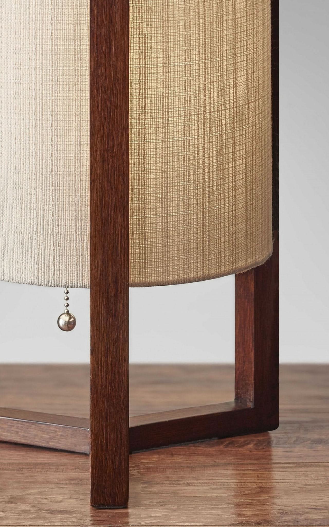 Wood Cylindric Table Lamp With Linen Shades | Walnut Birch Wood, Mid Century Table Lamp, Japanese, Scandinavian, Desk Lamp, Bedside Light - TABLE LAMP -
