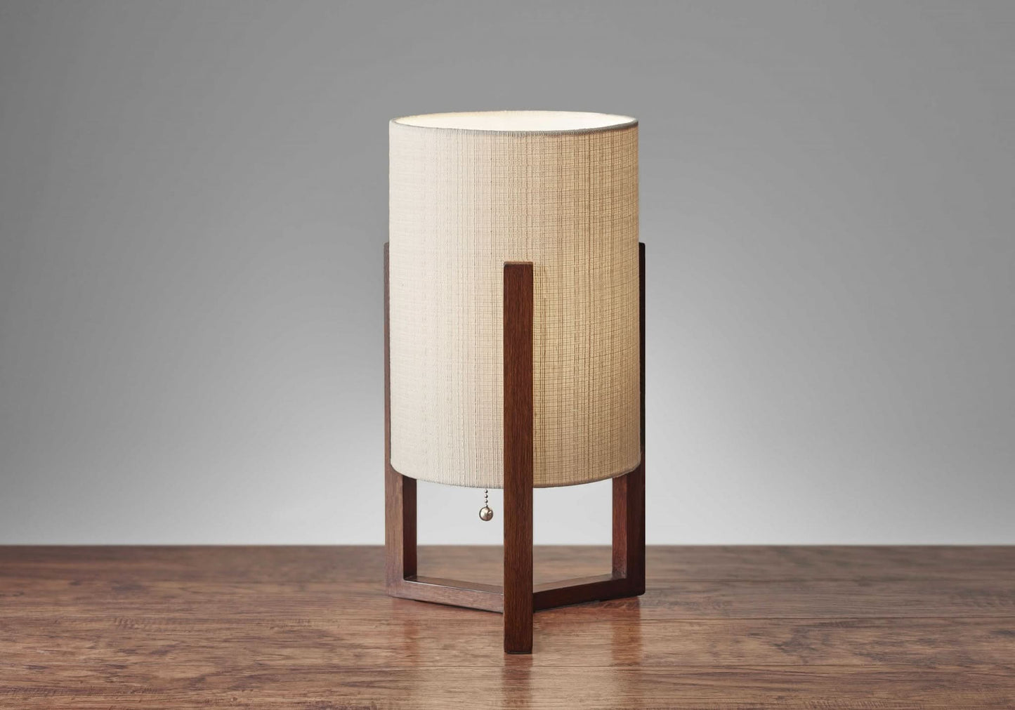 Wood Cylindric Table Lamp With Linen Shades | Walnut Birch Wood, Mid Century Table Lamp, Japanese, Scandinavian, Desk Lamp, Bedside Light - TABLE LAMP -