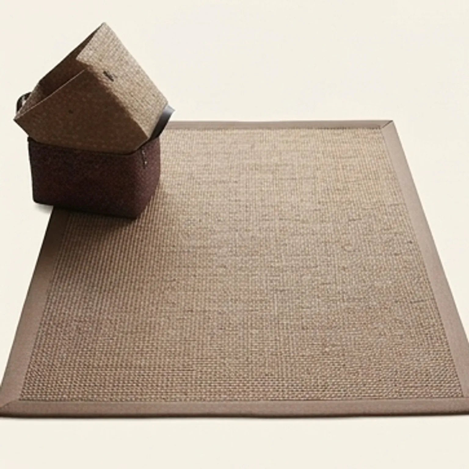 Natural Jute Rug – Handwoven | Tones, Rustic Home Decor — studio warm-white background product shot