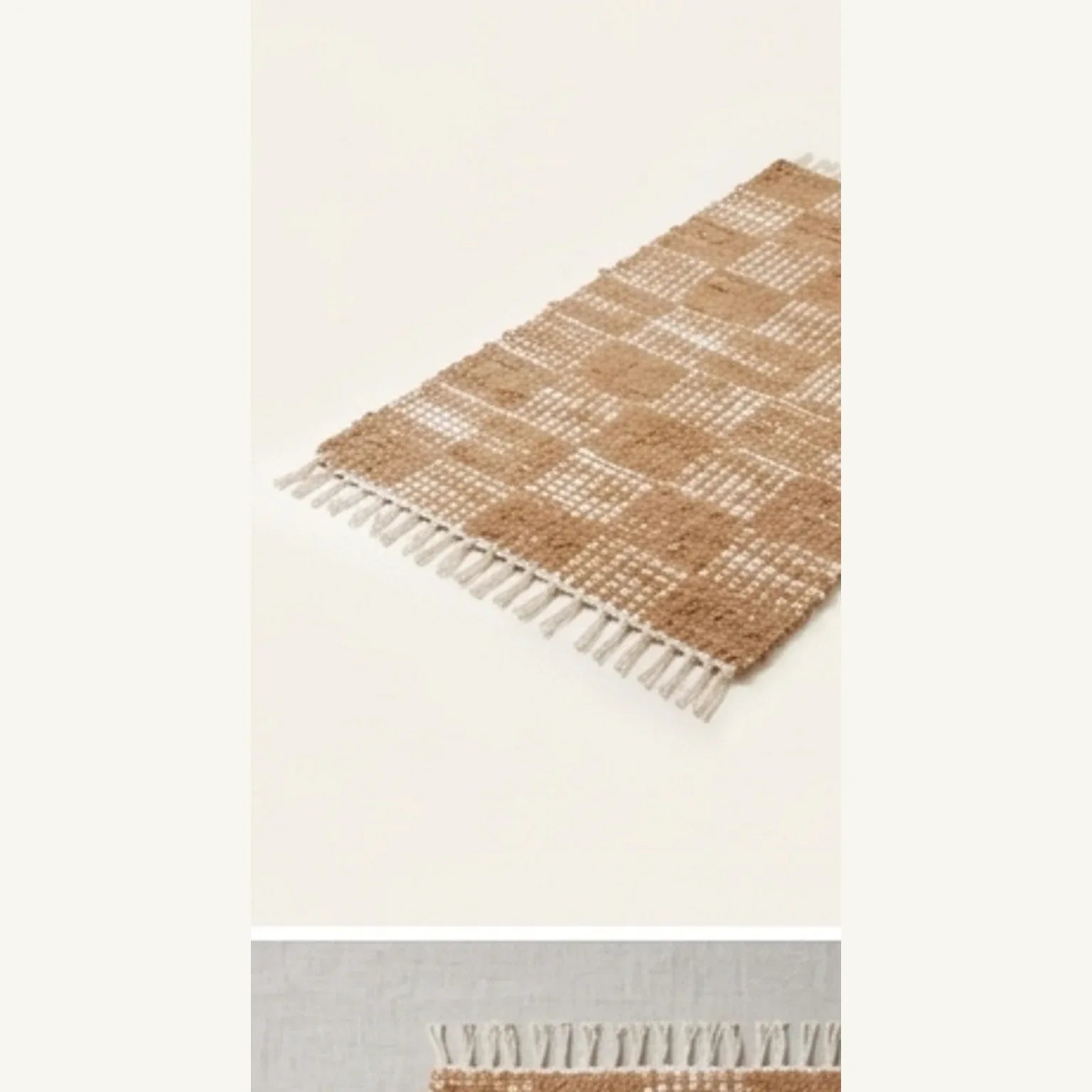 Handwoven Cotton Checkered Rug  2.3x4.6 — studio warm-white background product shot