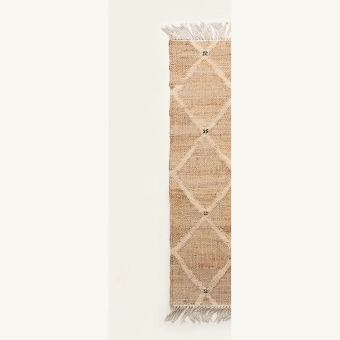 Indian Jute Rug - Beige Diamond Pattern — studio warm-white background product shot