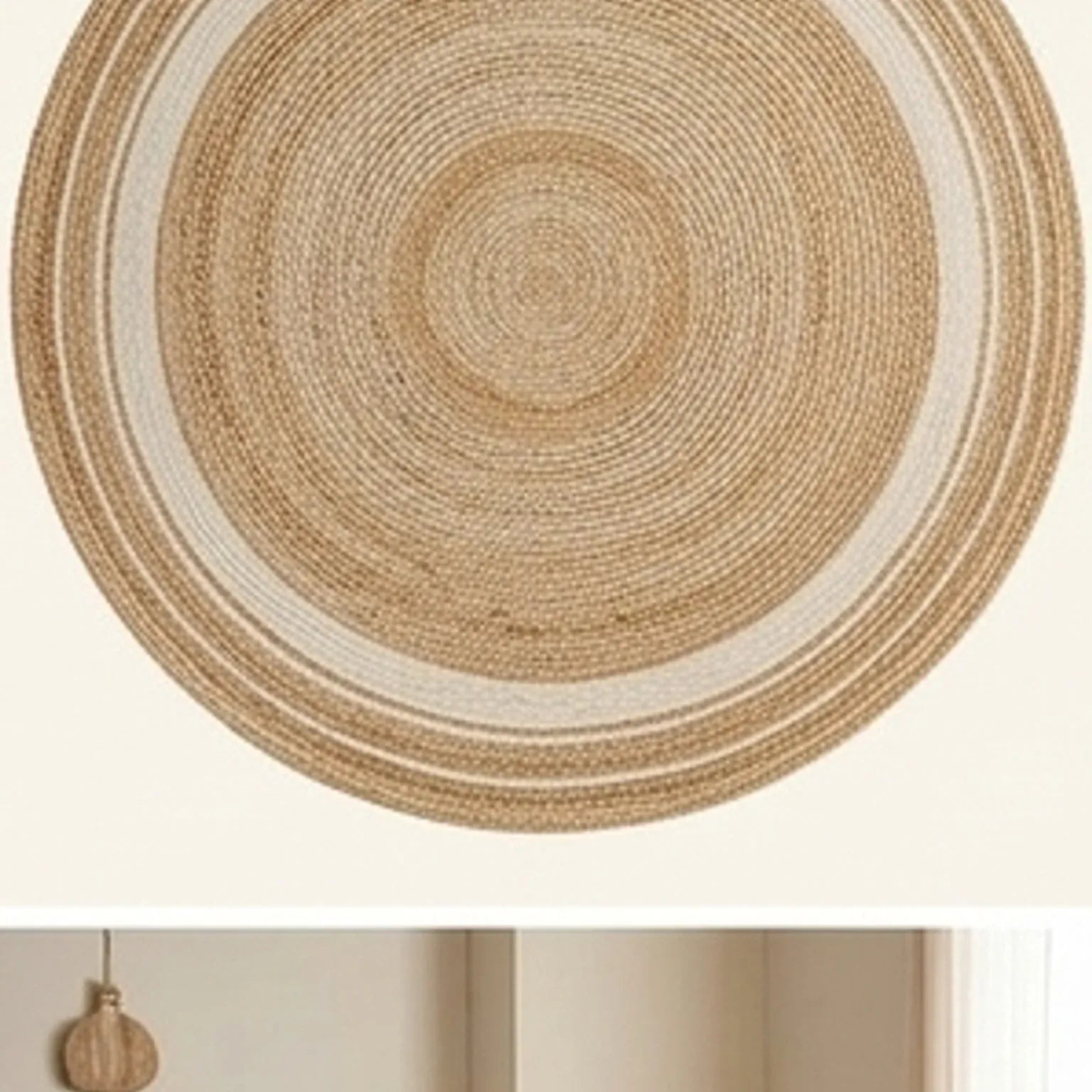 Round Jute Rug — studio warm-white background product shot