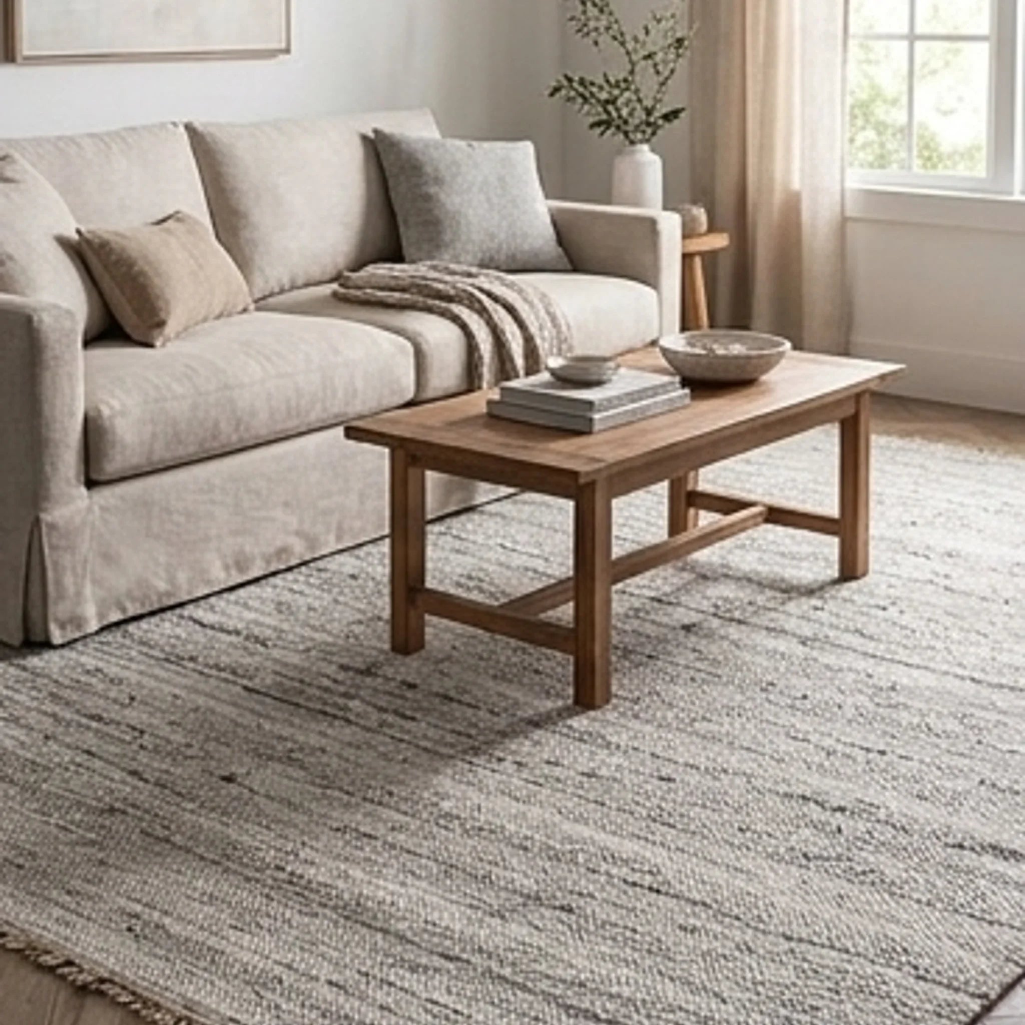 Natural Wool Carpet — lifestyle scene with natural props