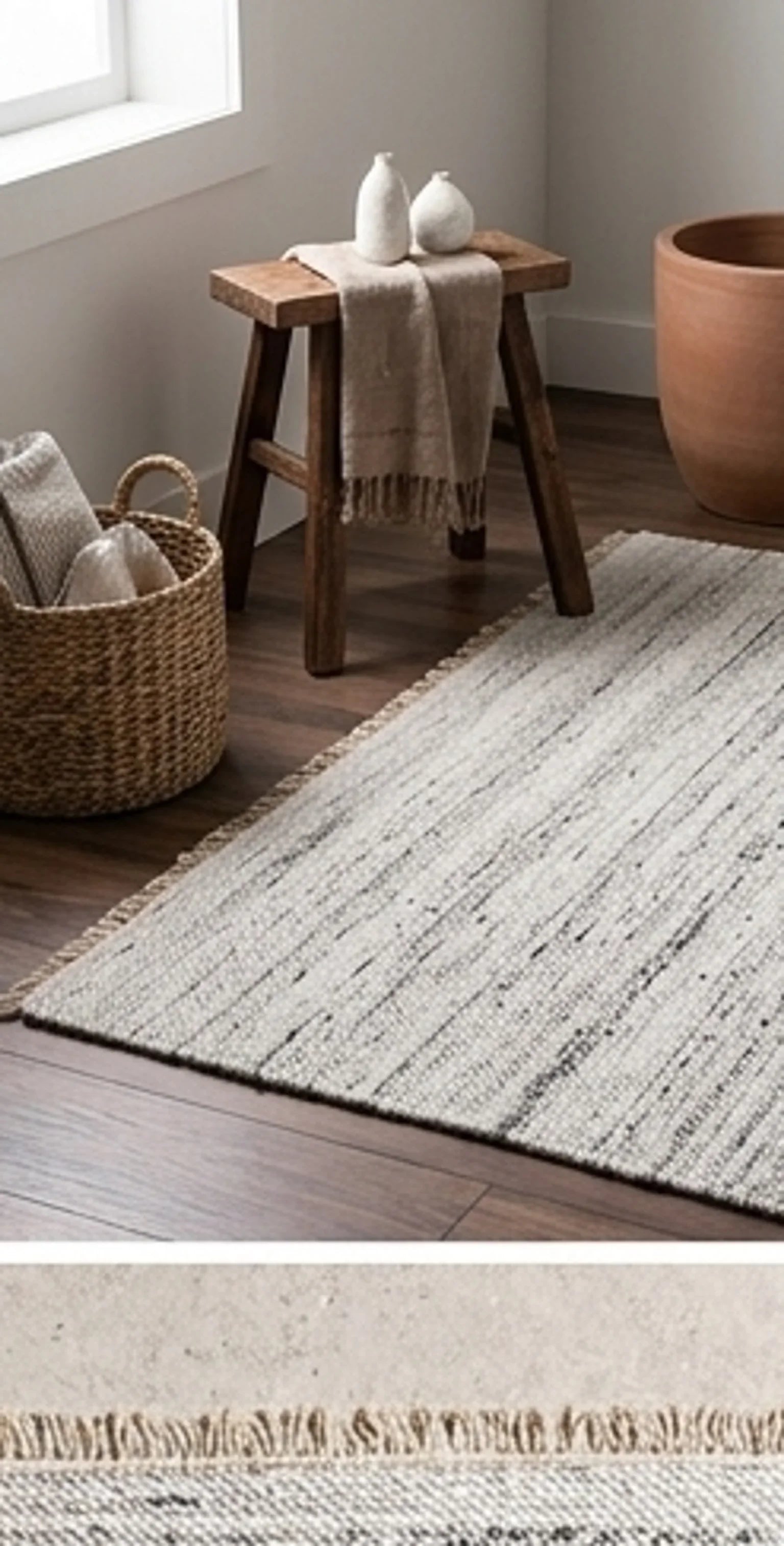 Natural Wool Carpet — lifestyle scene with natural props