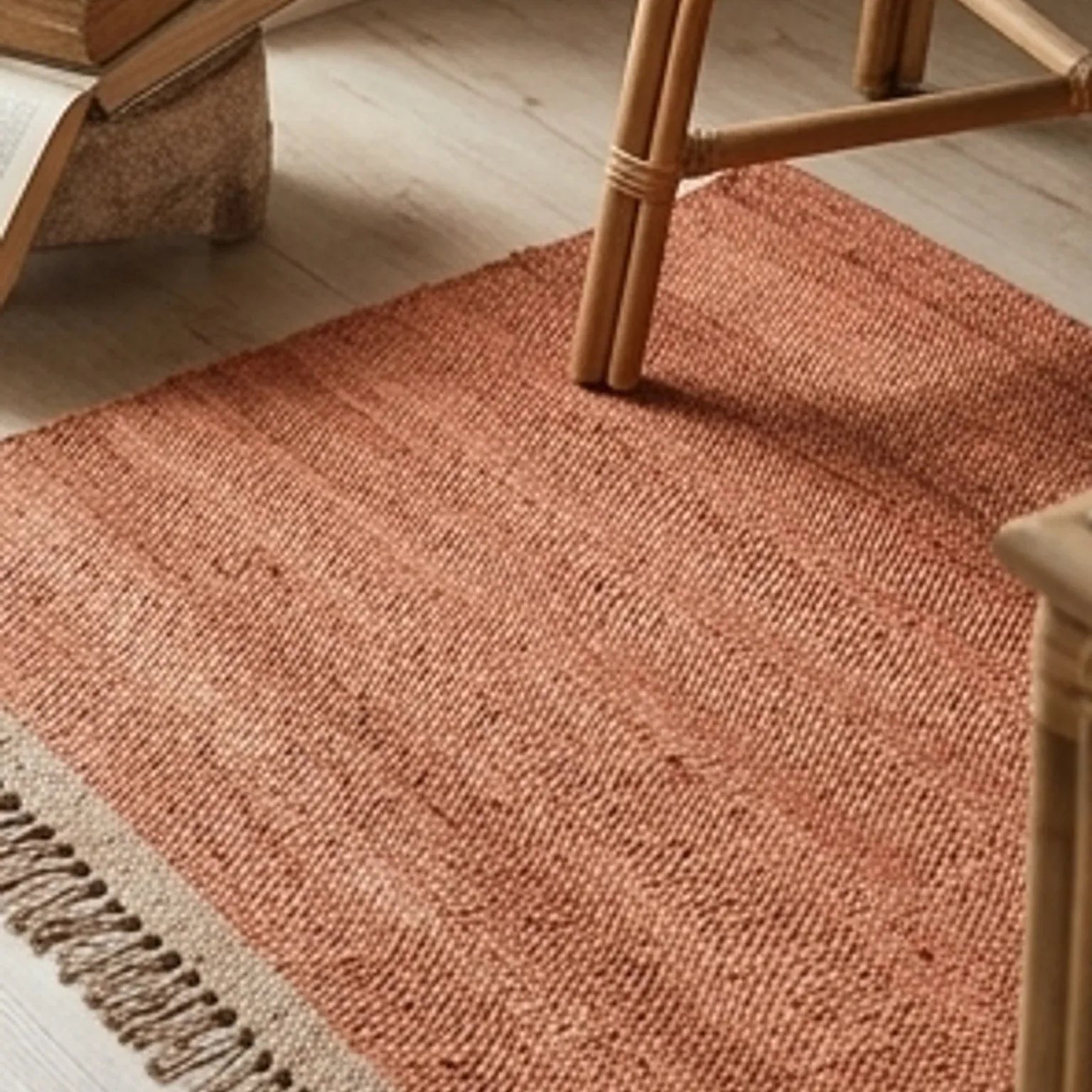 Handwoven Jute Rug - Natural & Rustic — lifestyle scene with natural props