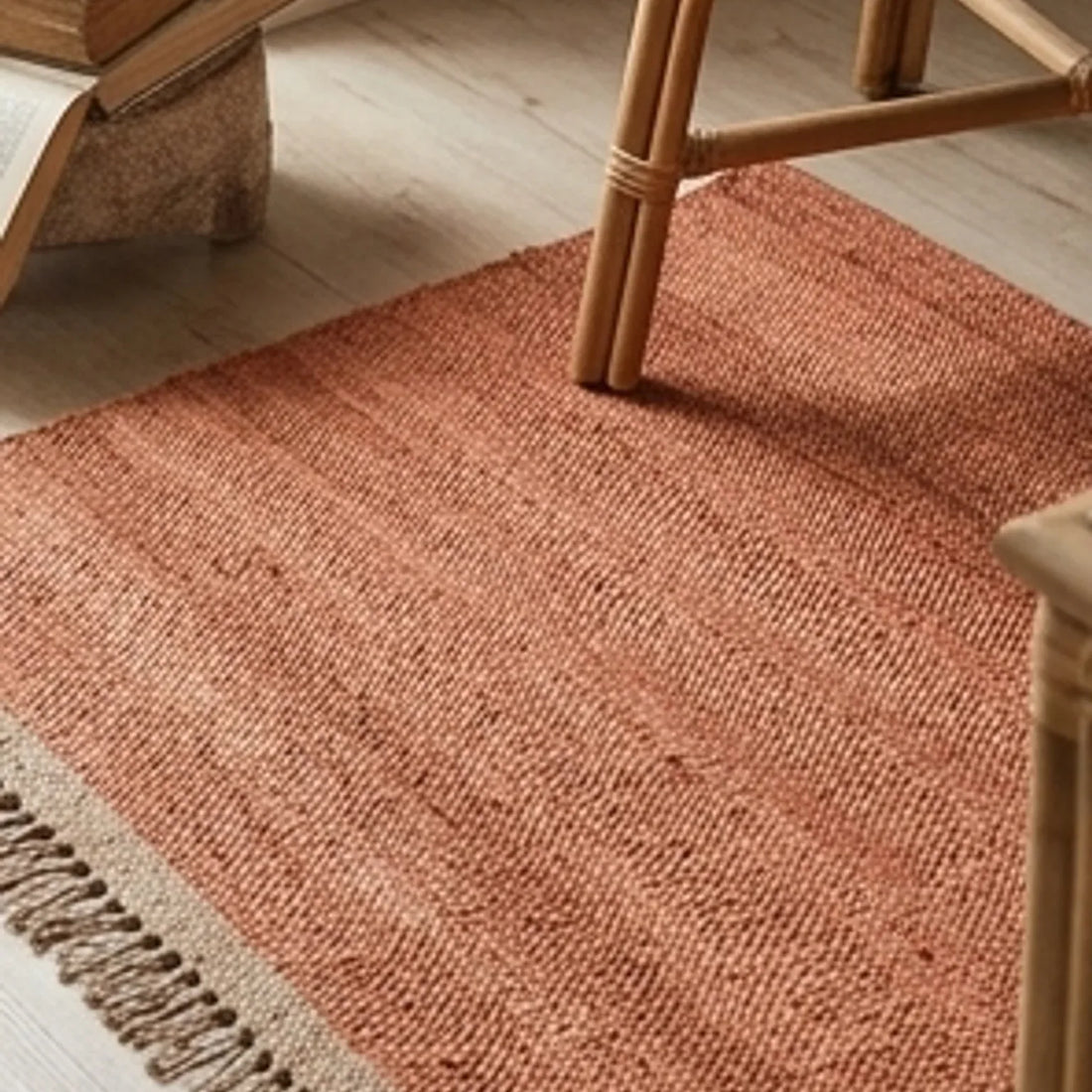 Handwoven Jute Rug - Natural & Rustic — lifestyle scene with natural props