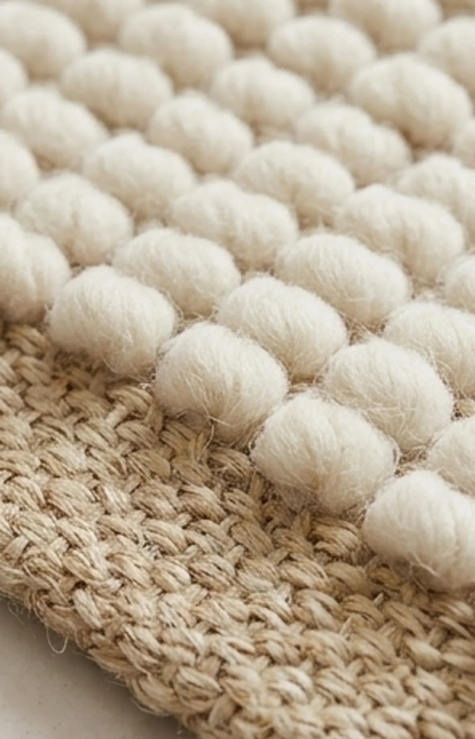 Wool Handwoven Cream Rug — macro close-up showing material texture and finish