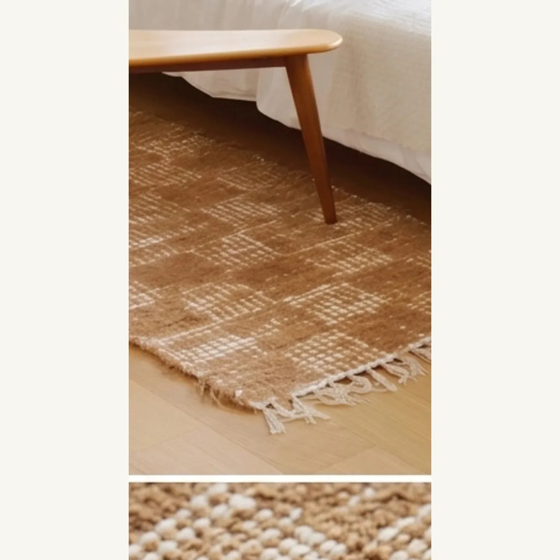 Handwoven Cotton Checkered Rug  2.3x4.6 — macro close-up showing material texture and finish