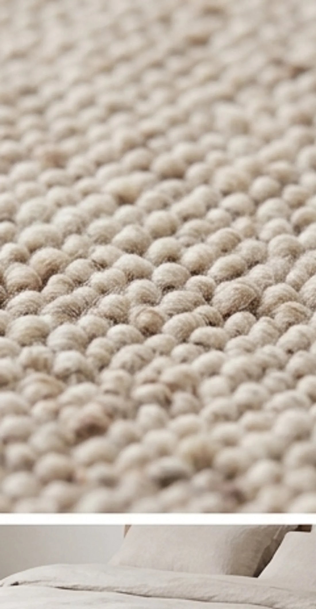 Natural Handwoven New Zealand Wool Rug — macro close-up showing material texture and finish