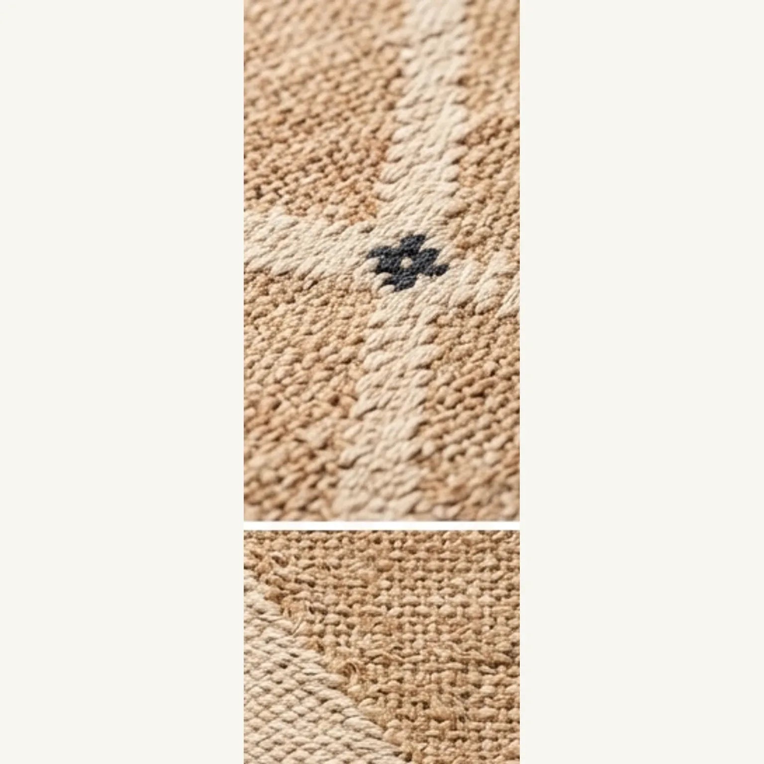 Indian Jute Rug - Beige Diamond Pattern — macro close-up showing material texture and finish