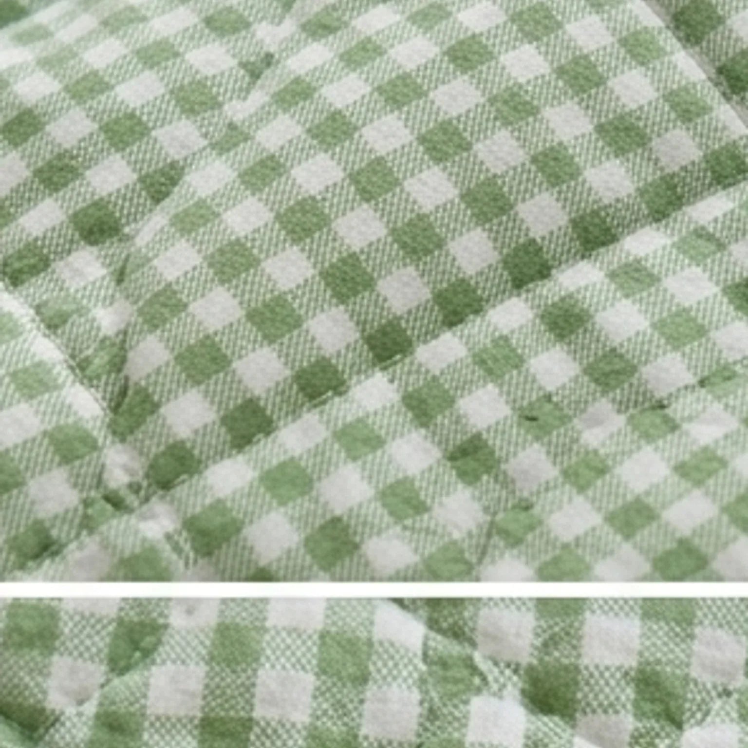 Green Gingham Sofa Protector & Rug Set - Cozy Living Room Decor — macro close-up showing material texture and finish