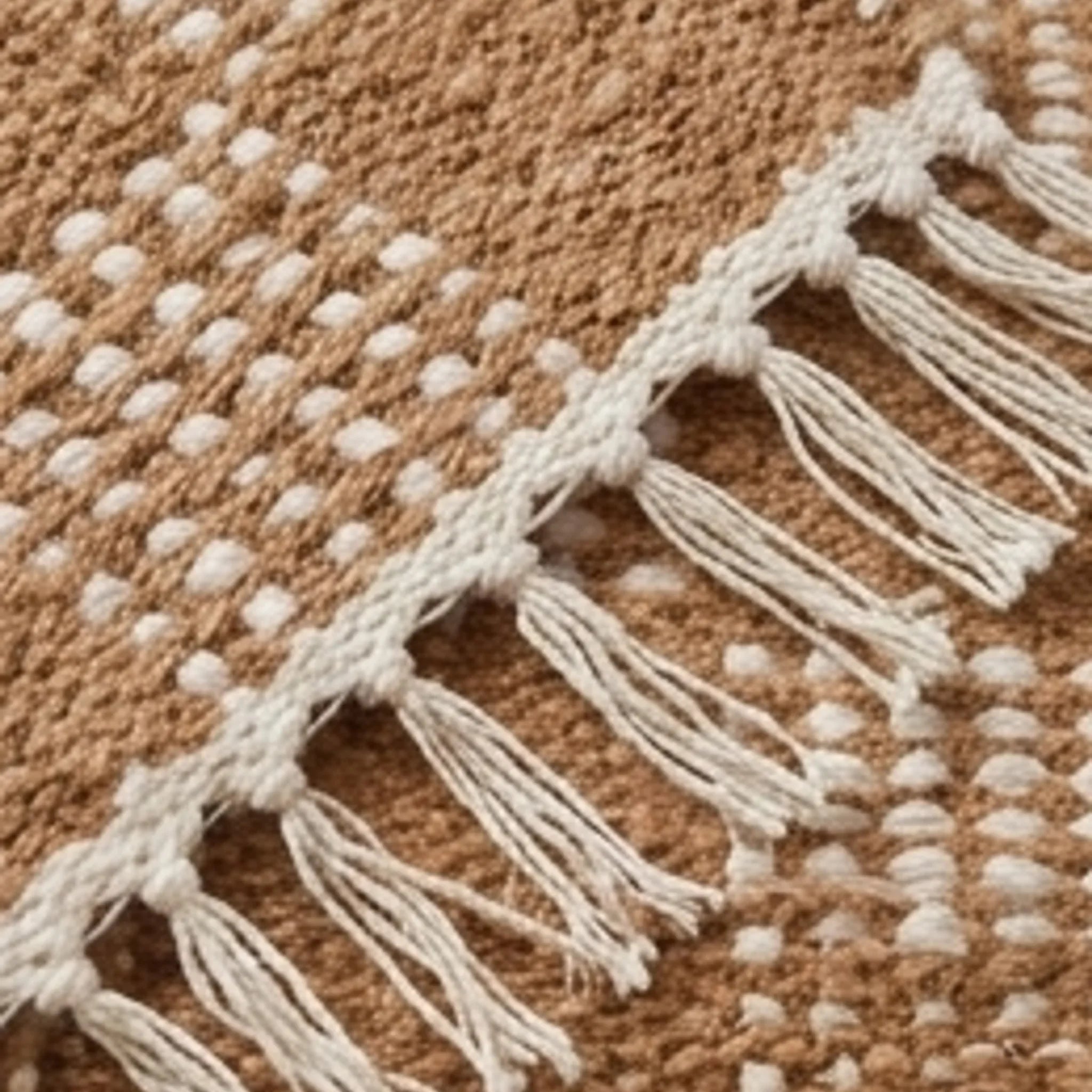 Handwoven Cotton Checkered Rug  2.3x4.6 — macro close-up showing material texture and finish