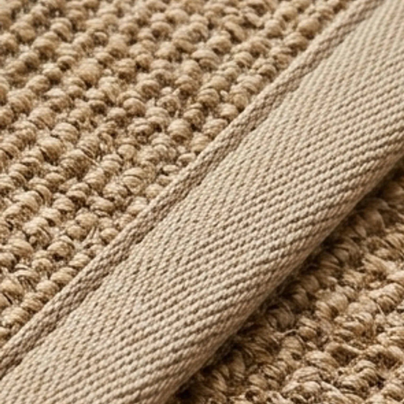 Natural Jute Rug – Handwoven | Tones, Rustic Home Decor — macro close-up showing material texture and finish